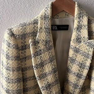 Zara Plaid Yellow Blazer XS